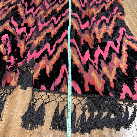 Free People Dripping Velvet Burnout Kimono Sheer Red Zigzag Coverup Beach - Picture 6 of 7